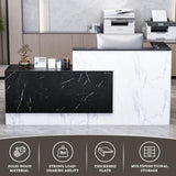 L-Shaped Modern Reception Desk with Counter & Storage - 71"/84" Large Office Front Desk, Salon Checkout Counter with Lockable Cabinets, Shelves & Drawers (Black & White, Left - 71''L x 34''W x 41''H) kaiwrxin