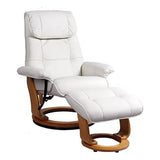 Pemberly Row Contemporary White Leather Swivel Recliner with Matching Ottoman Pemberly Row