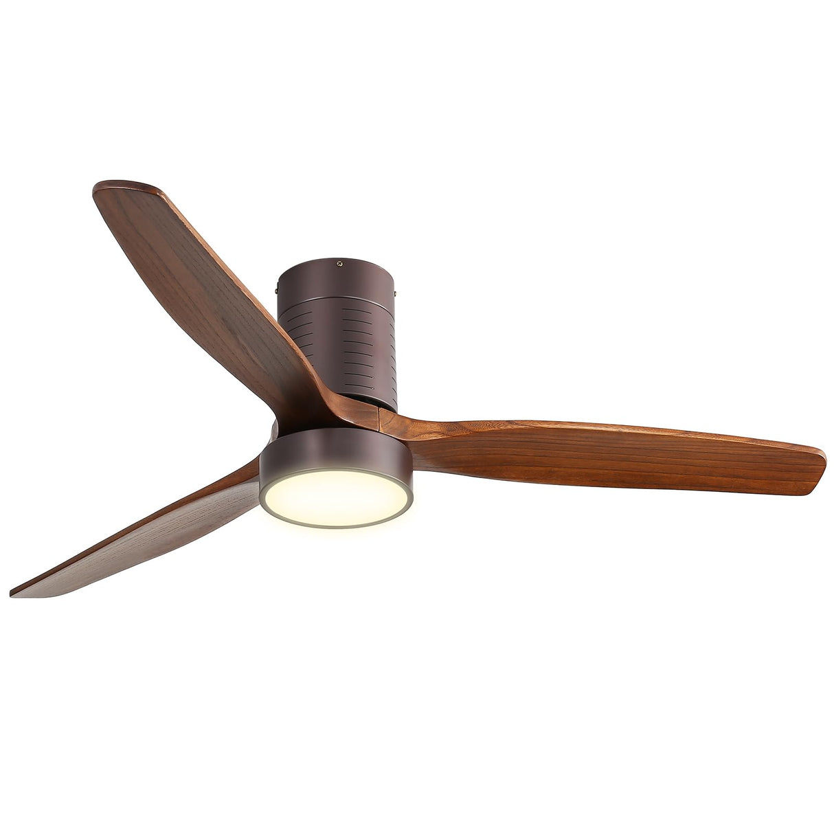 CACI Mall 52 Inch Flush Mount Ceiling Fan with Lights, 3 blade wood ceiling fan, Low Profile Ceiling Fan with Remote,Noiseless 6 Speeds Adjustable,Reversible DC Motor CACI Mall