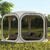 East Oak Screen House Tent Pop-Up, Portable Screen Room Canopy Instant Screen Tent 12 x 12 FT with Carry Bag for Patio, Backyard, Deck & Outdoor Activities, Beige EAST OAK