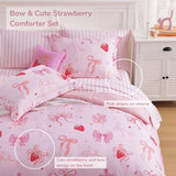 Wink Deer Twin Comforter Set for Girls-5 Pieces Pink Bow Twin Bedding Sets for Kids, Ultra Soft Bed in A Bag with Sheets Wink Deer