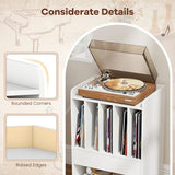 Giantex Record Player Stand, Rolling Turntable Stand with Drawer & Lockable Wheels, Record Player Table Holds Up to 150 Albums, Vinyl Record Storage for Living Room Bedroom, White Giantex