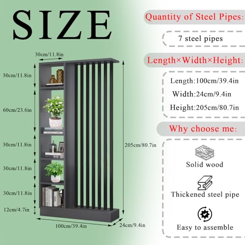Room Divider with Shelves, Entrance Hall Partition Screen Column Floor to Ceiling - Freestanding Room Divider with Storage Shelf, Easy Assembly Freestanding Decor for Bedroom, Office Horseo