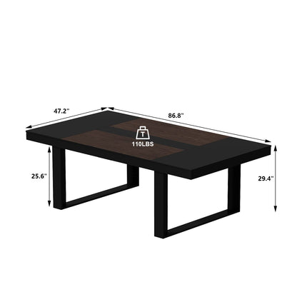 ECACAD 7FT Conference Table for 6-8 People, Large Rectangular Meeting Table, Modern Seminar Table for Office Meeting Conference Room, Black and Deep Brown (86.8”L x 47.2”W x 29.4”H) - WoodArtSupply