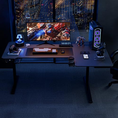 Acrolix 71 Inch L Shaped Standing Desk Adjustable Height,Gaming Electric Corner Standing Desk, Sit Stand Computer Table with Reversiable Splice Board, Black Carbon Acrolix