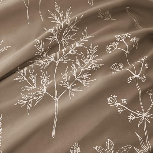 Love's cabin Light Taupe Twin Comforter Set - Twin XL Size Dorm Bedding, 2 Pieces Cute Floral Bedding Comforter Set, Soft Reversible Flowers Comforter, 1 Comforter & 1 Pillow Sham Love's cabin