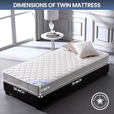 HomeLife 6 Inch Twin Mattress - Medium Firm Innerspring Support with Tight Top - Memory Foam & Polyester Cover – Lightweight - Easy Setup - Twin Mattress in a Box - White HomeLife