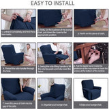 KEKUOU Recliner Chair Covers,Lazy Boy Recliner Covers Stretch Couch Cover Slipcovers 1 Piece Furniture Protector with Elastic Bottom for Dog,Kids.(Recliner, Navy Blue)