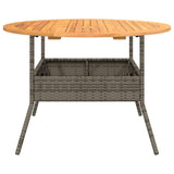 vidaXL Garden Table Grey PE Rattan, Solid Acacia Wood, Powder-Coated Steel vidaXL