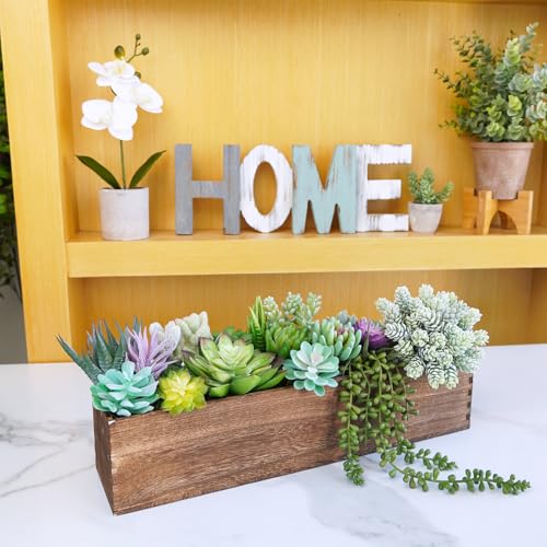 Winlyn Rustic Wooden Planter Box 17.3" L x 3.9" W x 3.9" H Brown Rectangular Planter Decorative Wood Box with Removable Plastic Liner Window Box for Farmhouse Wedding Home Garden Table Centerpiece. windiy