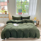 PinkMemory Green Striped Duvet Cover Queen 100% Washed Cotton Olive Green Stripes Duvet Cover Set Full 3pcs Pinstripe Pattern Bedding Set with Zipper Closure Corner Ties,Soft Breathable PinkMemory