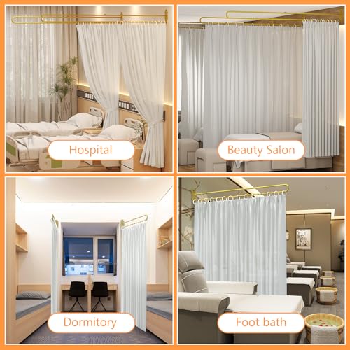 Iukar Privacy Partition Curtains,U-Shaped Rod Room Divider Curtains,Metal Support Wall Mounted Privacy Curtains with Flat Hooks for Fitting Room Beauty Salon Bedroom,7.54ft(White) lukar