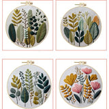 MULTIONS 4 Pack Embroidery Kit for Beginners, Cross Stich for Adults, Embroidery Starter Kits with Pattern, Hoop, Neeldes, Scissor(Flower and Plants)