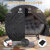 CHINNLUU Double Egg Chair Outdoor Indoor 2 Person Wicker Egg Lounge Chair with Foldable Cup Holder Cushion Rain Cover Patio Oversized Loveseat for Balcony Porch Backyard