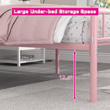 VECELO 14 Inch Twin Size Metal Platform Bed Frame with Headboard and Footboard, Heavy Duty Mattress Foundation with Steel Slats Support, No Box Spring Needed, Pink VECELO
