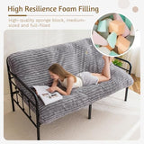 YOSHOOT 6 Inches Futon Mattress Full Size, Thick Futons Sofa Bed Couch, Floor Mattress for Adults, Shredded Foam Filling(Frame Not Included), Medium Firm, Grey YOSHOOT