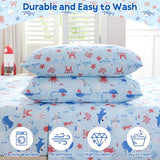 ChicView Full Sheet Set Kids,4 Pieces Breathable Soft Microfiber Bedsheets for Child Boys Girls, Anti Pilling Deep Pockets Easy Care Bed Sheets, Ocean Animals ChicView