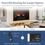 Country Living Electric Fireplace Logs, 20” LED Electric Fireplace Inserts with Infrared Heater, Electric Heater Heats up to 400 Sq. Ft., Remote Controlled Infrared Heaters for Indoor Use, Log Set Country Living