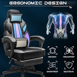 Meilocar Gaming Chair for Adult, Computer Chair with Footrest Video Game Chair Big and Tall Gaming Chair with Massage Lumbar Support, Adjustable Height and 360° Swivel Seat(Grey) Meilocar