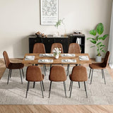 Rejeke 59"-75" Extendable Dining Table Set for 8,Wood Dining Room Table Set for 8,Mid Century Rectangular Kitchen Table with 8 Upholstered Chairs (Easy Assembly,Space-Saving) Rejeke