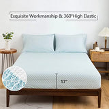 KACEMOO Twin Bed Sheet Set Printed Blue Floral Pattern Cooling 1800 Microfiber Deep Pocket, Hotel Luxury, Super Soft, Breathable, Hypoallergenic, Wrinkle Free, Single Bedding for Kids - (Cyan & Boho) KACEMOO