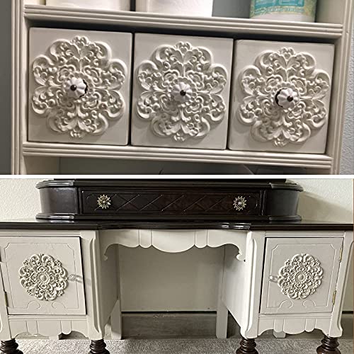 MUXSAM Retro Wood Carved Onlays Appliques, Round Solid Woodcarvings Center Decals for Closet Door Cabinet Drawer Wall Ceilling Dresser Wardrobe MUXSAM