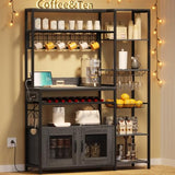 UPOSOJA 47.2in Grey Bakers Rack with Power Outlet and Ample Storage Solutions UPOSOJA