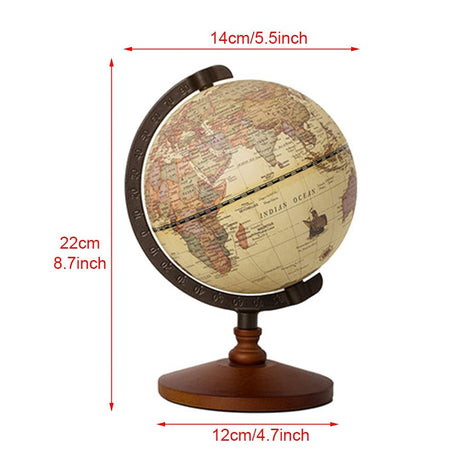 CALIDAKA Geographic Globes, Antique Globe with A Wood Base, Vintage Decorative Political Desktop World for School, Home, and Office, 8.7" x 5.5" CALIDAKA