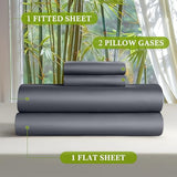 Shilucheng 100% Viscose Derived from Bamboo_ Sheets Queen Size 4pcs - Ultra Cooling & Silky Soft Bed Sheets, 16" Deep Pocket, Perfect for Hot Sleepers, Hotel Bedding Sheets (Dark Grey) Shilucheng