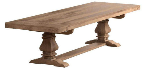 Donny Osmond Home Florence Rectangular Double Pedestal Dining Table, Rustic Smoke - WoodArtSupply