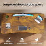 Veken 63 x 28 Inch Electric Standing Desk, Sit to Stand Up, Work Home Office Computer Table for Study, Walking Pad, Writing, and Games, Wooden Desktop Desks, Brown Veken