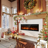 OneBlis Electric Fireplace, 50 inch Wide Recessed/Wall Mounted Electric Fireplace, Remote Control with Timer, 12 Adjustable Color Flame, Log Set & with Crystal Stone, 750/1500W OneBlis