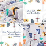 lasoftan Construction Toddler Bedding Set for Boys, 4 Piece Bed-in-a-Bag Toddler Comforter Sets, Excavator, Cars Printed, Super Soft and Comfortable Microfiber Todeeler Bed Set lasoftan