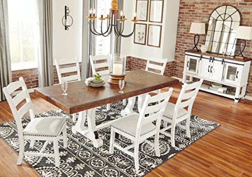 Signature Design by Ashley Valebeck Farmhouse Rectangular Extension Dining Table, Fits up to 8, White & Brown Signature Design by Ashley