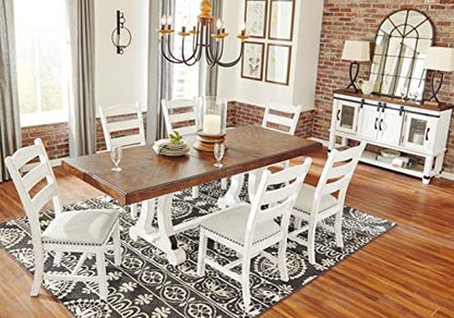 Signature Design by Ashley Valebeck Farmhouse Rectangular Extension Dining Table, Fits up to 8, White & Brown