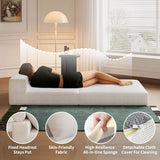 Lumbershed Folding Sofa Bed, 3-in-1 Convertible Sleeper Chair Bed with Pillows, Foldable Floor Couch with High-Density Foam, Futon Small Boneless Couch for Living Room Bedroom Lounge, Single, White Lumbershed