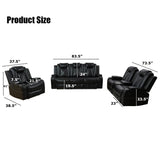 Toseslo Power Recliner Sofa Set, Black Leather 3 Pieces Sectional Couch, Living Room Furniture Sets with LED Light, Modern Power Reclining Sets with Storage Console/Cup Holder for Living Room Toseslo