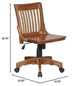 Pemberly Row Traditional Wood Armless Office Chair in Medium Brown Pemberly Row
