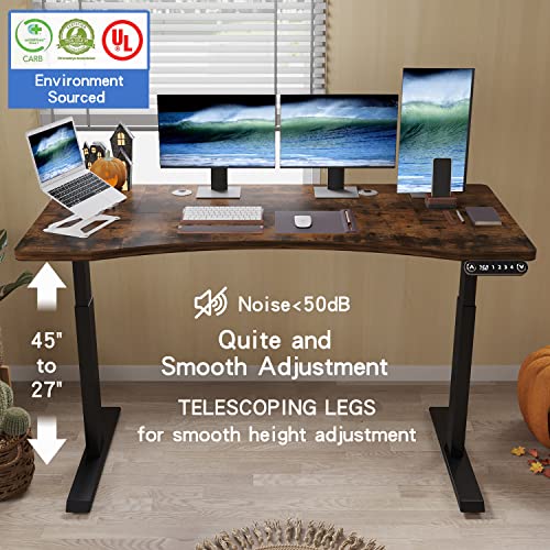 BUNOEM Dual Motor 63x30 Height Adjustable Electric Standing Desk,Height Stand Up Computer Desk,Sit and Stand Home Office Desk with Splice Board,(Rustic Brown Top, Black Frame) BUNOEM