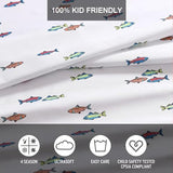 Eddie Bauer Kids - Twin Sheets, Stain-Resistant Toddler Bedding with Matching Sham(s), Super Soft, Ideal Boy Room Essentials (Fish Lake White, Twin) Eddie Bauer