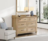 WAMPAT Dresser for Bedroom with 6 Drawers, Kids Dressers with Wide Chest of Drawers, Mid Century Modern Wooden Closet Storage Organizer for Living Room, Nursery, Hallway, Rustic Oak WAMPAT