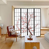 Giantex Room Divider, 4 Panel 6FT Room Dividers, Folding Privacy Screen, Oriental Shoji Screen for Room Separation, Portable Freestanding Japanese Wall Partition with Plum Blossom Design, White Giantex