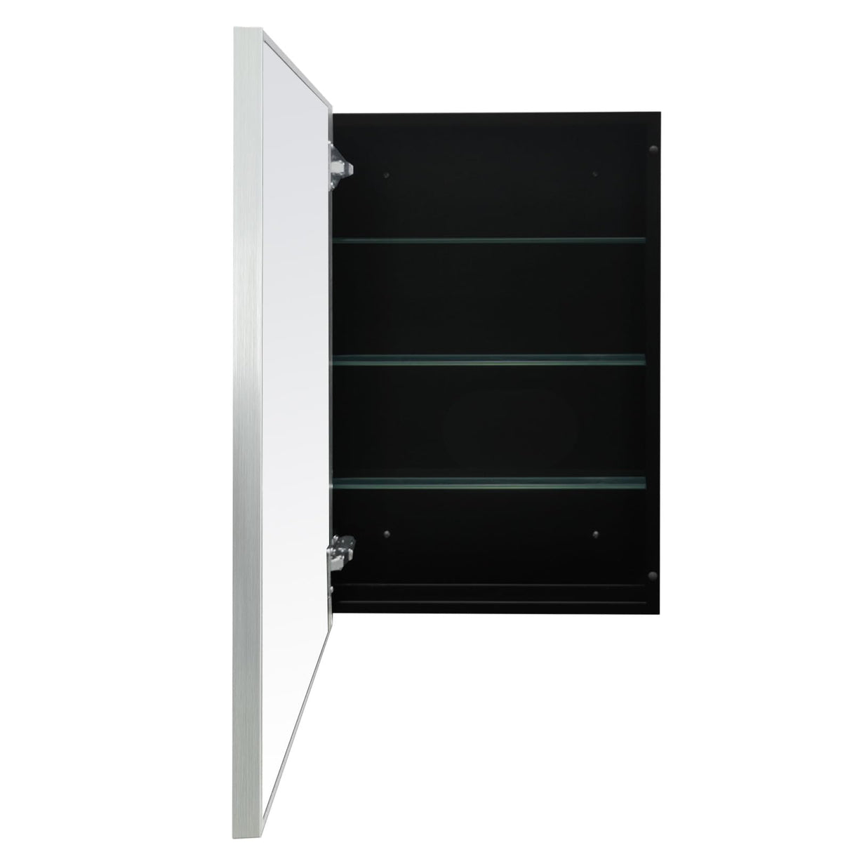 FOMAYKO Modern Medicine Cabinet Mirror Storage for Bathroom Bedroom Surface/Recessed Mount with 3 Shelves (16"x26", Brushed Silver) FOMAYKO