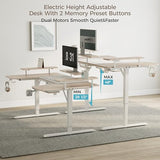 EUREKA ERGONOMIC Gaming Standing Desk with Keyboard Tray,74" U Shaped Studio Desk for Recording&Live,Electric Height Adjustable Desk w LED Convertible Shelves,Maple EUREKA ERGONOMIC