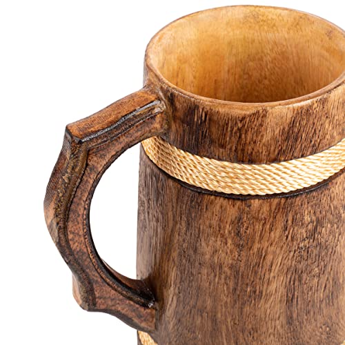 GoCraft Handmade Wooden Beer Mug | Camping Travel Outdoor Mugs for Men | Tea Coffee Cup with Handle | Craft Tankard Drinking Stein - WoodArtSupply