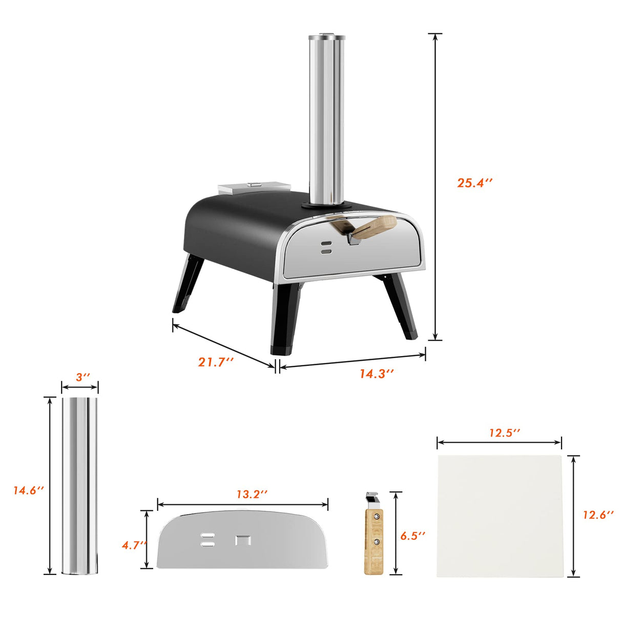 aidpiza Pizza Oven Outdoor 12" Wood Fired Pizza Ovens Pellet Pizza Stove for outside, Portable Stainless Steel Pizza Oven for Backyard Pizza Oven aidpiza