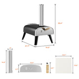 aidpiza Pizza Oven Outdoor 12" Wood Fired Pizza Ovens Pellet Pizza Stove for outside, Portable Stainless Steel Pizza Oven for Backyard Pizza Oven aidpiza