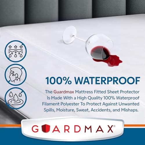Guardmax Jersey Knitted Cot Size Mattress Protector - Waterproof & Dust Mite Proof Mattress Cover with Stretchable Pockets - Soft, Comfortable, & Noiseless Waterproof Fitted Sheet.(33 x 75 X 12) Guardmax