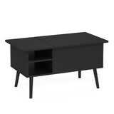 Furinno Jensen Living Room Wooden Leg Lift Top Coffee Table With Hidden Compartment and Side Open Storage Shelf, Americano Furinno