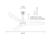 VACILL 52 inch Wood Ceiling Fan with Light and Remote,Noiseless DC Motor,6 Speed Levels,LED Dimmable,Dark Brown Wood Blade VACILL